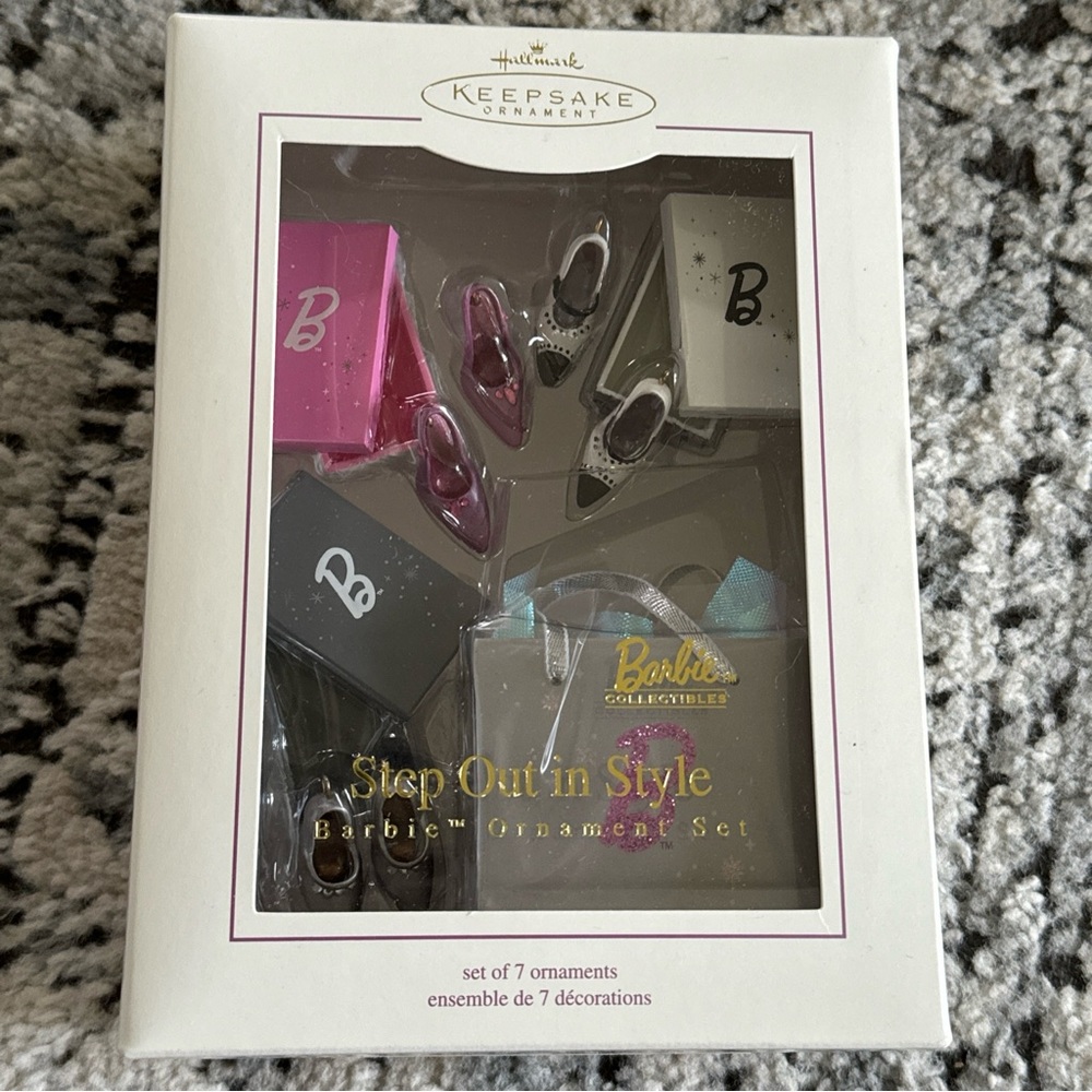 Hallmark Barbie ORNAMENT SET Step Out in Style Ornament set shoes heels shoebox
